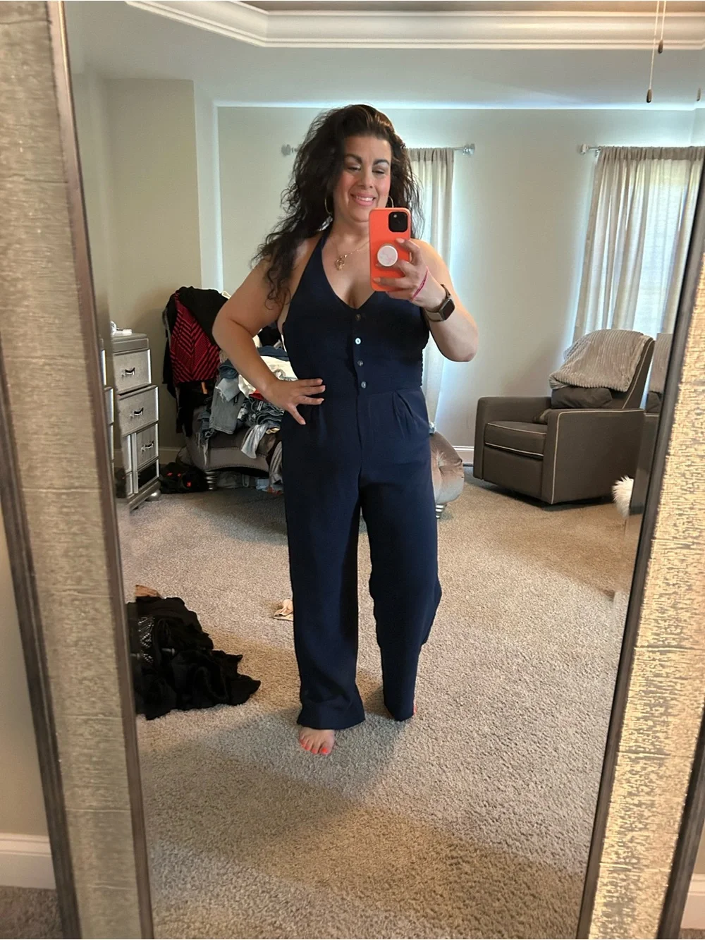 Remi Brook Navy Jumpsuit Size Large - Picture 1 of 3